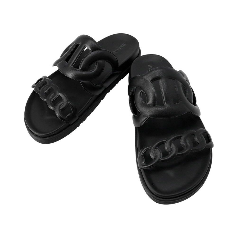 エルメス サンダル エクストラ シェーヌダンクル レディースサイズ38 HERMES 靴 黒