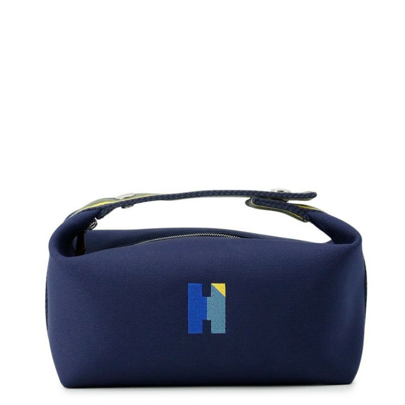 エルメス ポーチ ブリッド・ア・ブラックPM Hパヴィヨン マリン/シルバー金具 キャンバス HERMES バッグ 小物入れ