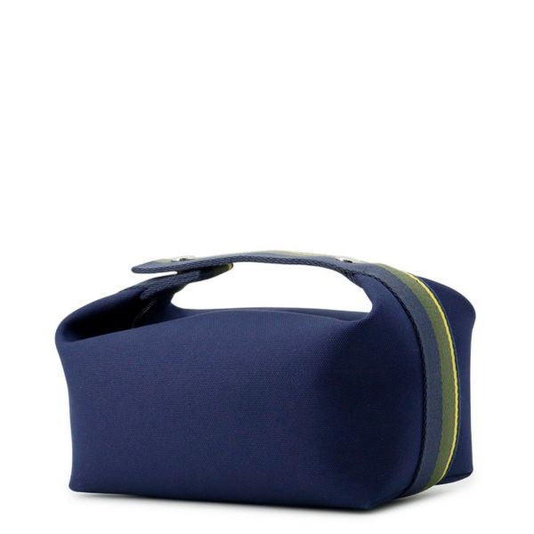 エルメス ポーチ ブリッド・ア・ブラックPM Hパヴィヨン マリン/シルバー金具 キャンバス HERMES バッグ 小物入れ