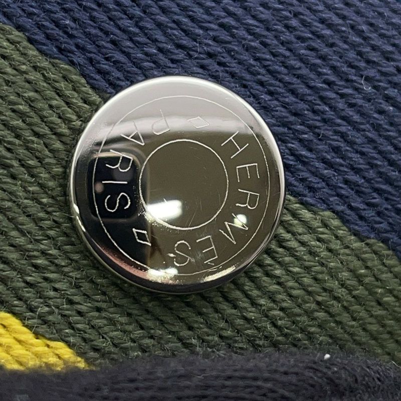 エルメス ポーチ ブリッド・ア・ブラックPM Hパヴィヨン マリン/シルバー金具 キャンバス HERMES バッグ 小物入れ