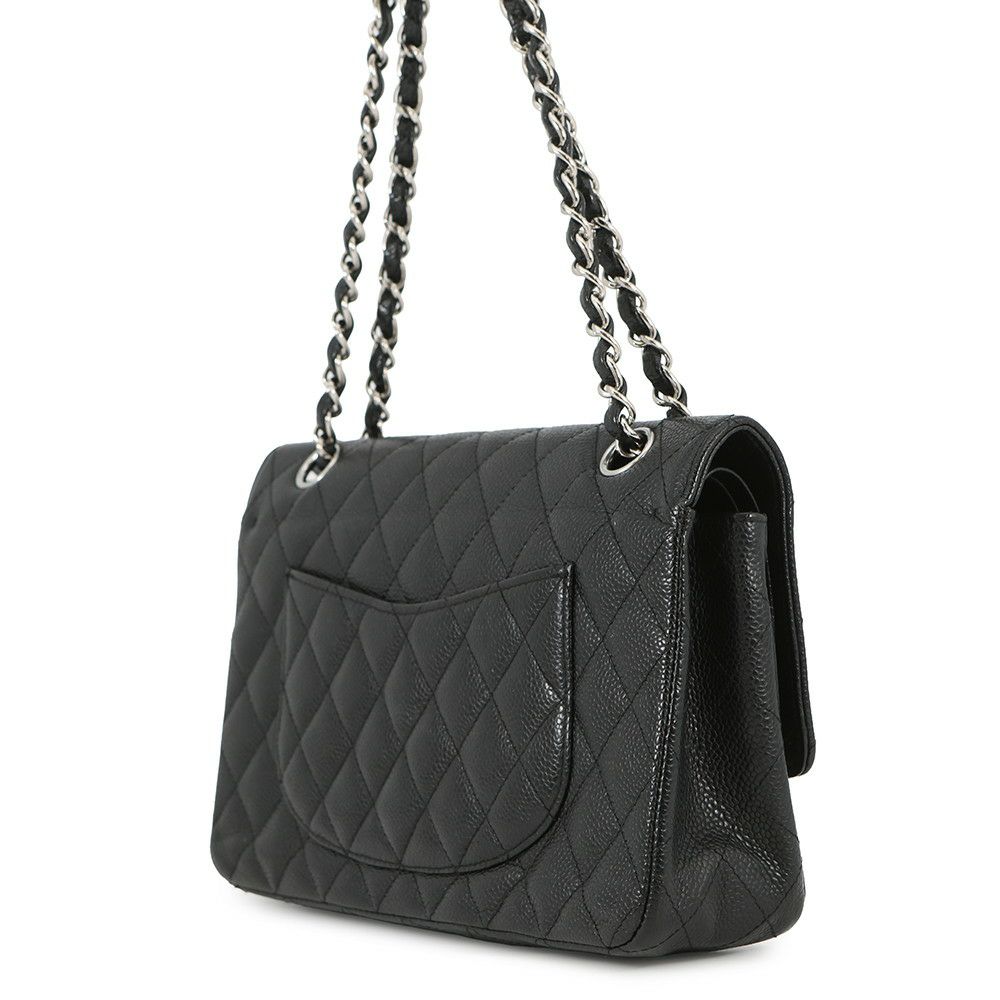 シャネル チェーンショルダーバッグ マトラッセ25 ココマーク ダブルチェーン キャビアスキン A01112 CHANEL 黒