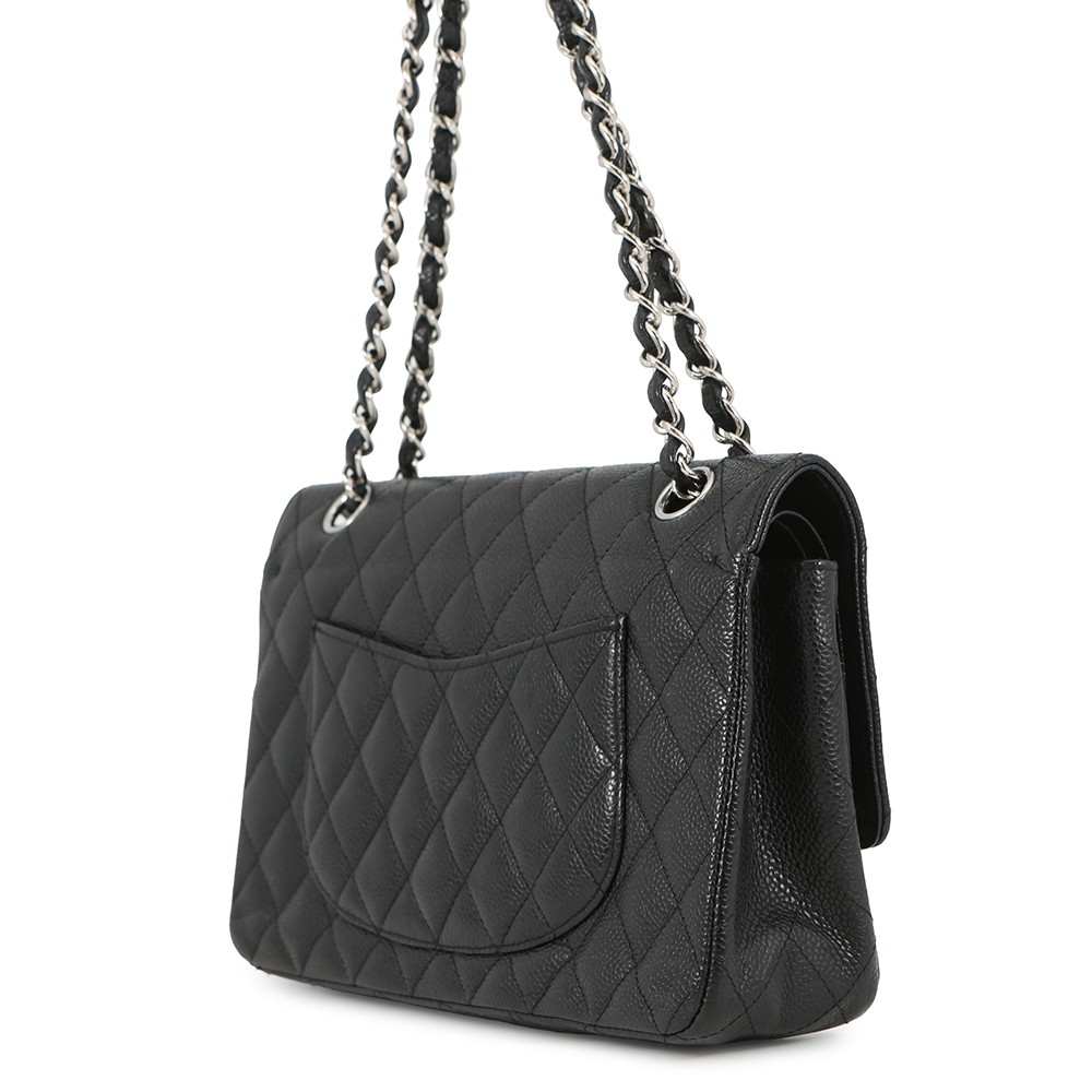シャネル チェーンショルダーバッグ マトラッセ25 ココマーク ダブルチェーン キャビアスキン A01112 CHANEL 黒