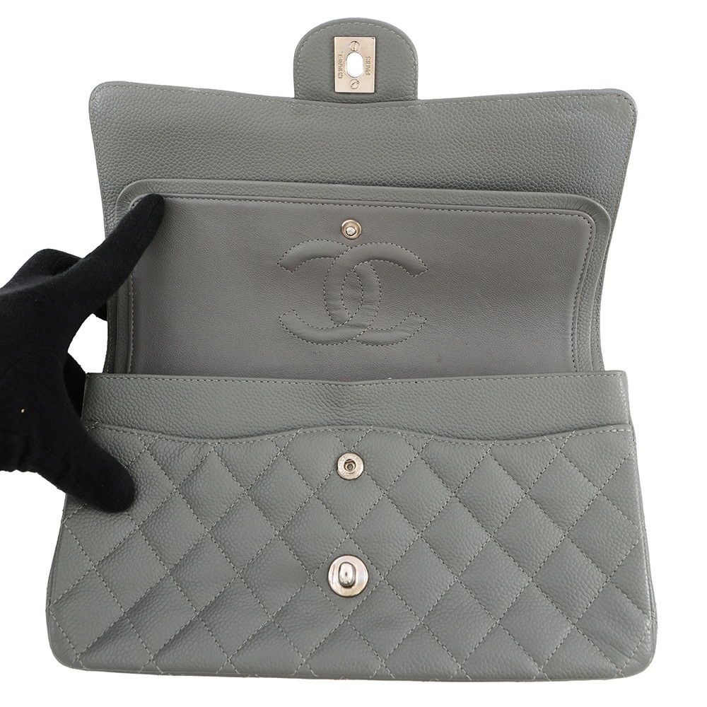 シャネル チェーンショルダーバッグ マトラッセ25 ココマーク ダブルチェーン キャビアスキン A01112 CHANEL