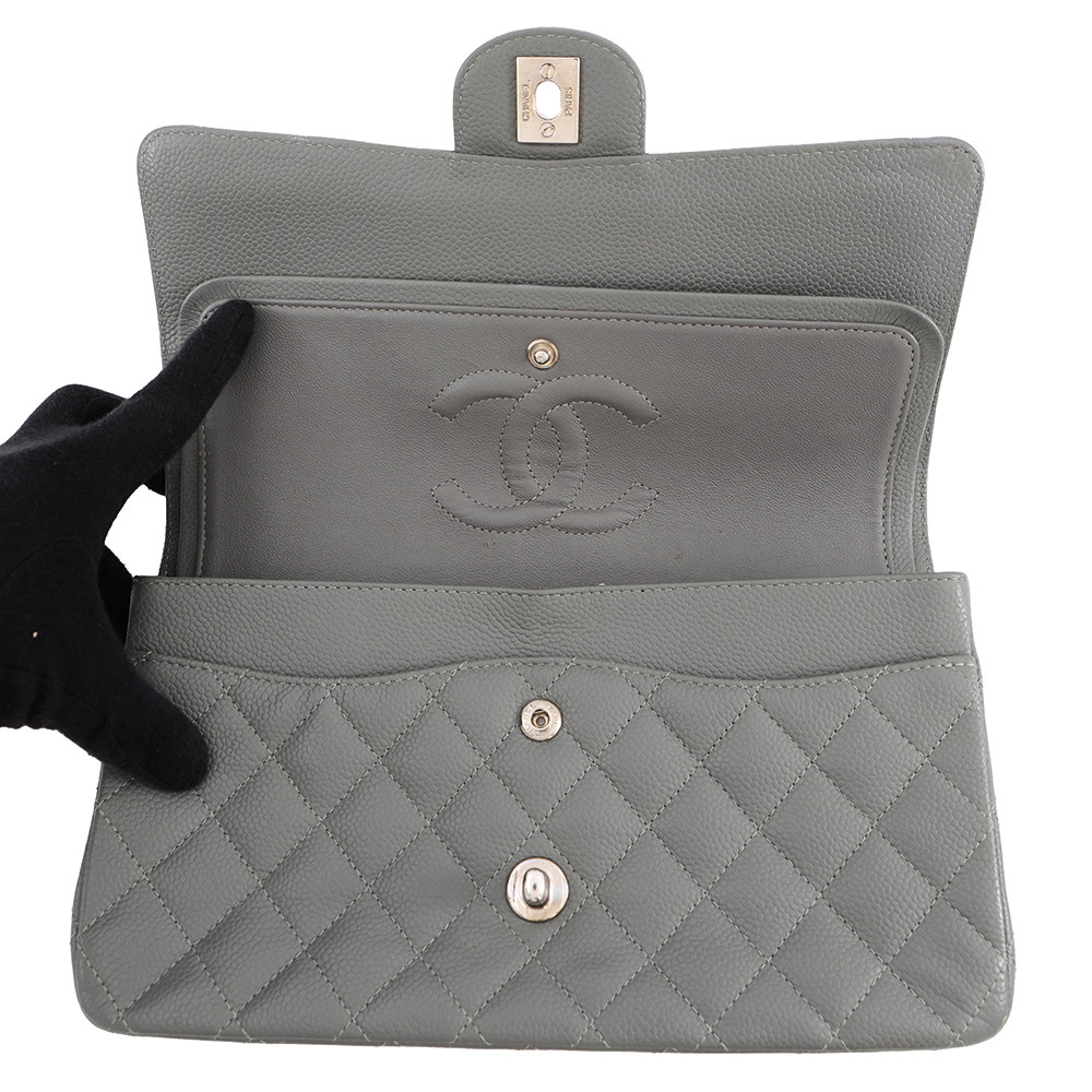 シャネル チェーンショルダーバッグ マトラッセ25 ココマーク ダブルチェーン キャビアスキン A01112 CHANEL