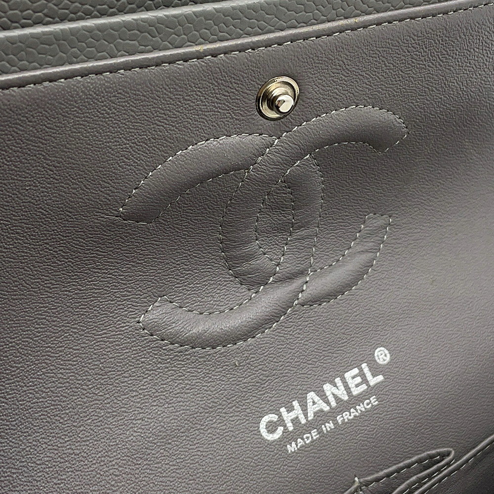 シャネル チェーンショルダーバッグ マトラッセ25 ココマーク ダブルチェーン キャビアスキン A01112 CHANEL