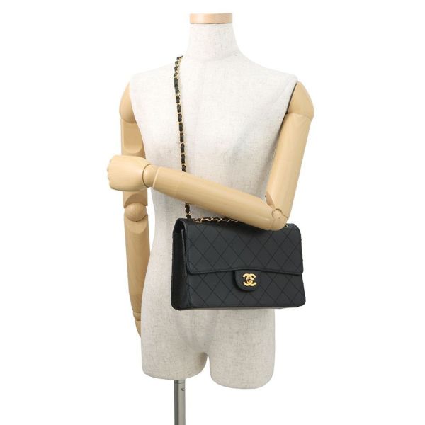 シャネル チェーンショルダーバッグ マトラッセ ココマーク シングルフラップ キャビアスキン CHANEL 黒