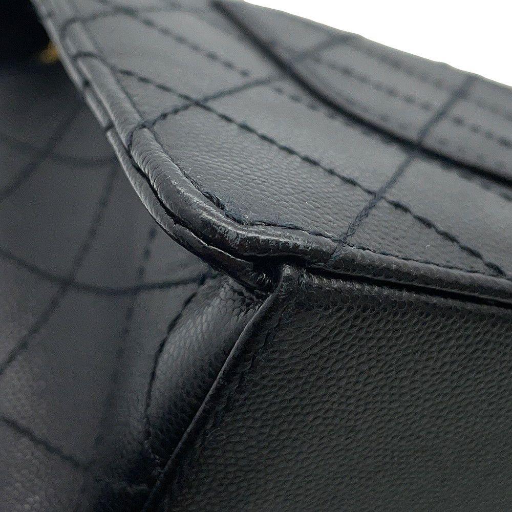 シャネル チェーンショルダーバッグ マトラッセ ココマーク シングルフラップ キャビアスキン CHANEL 黒