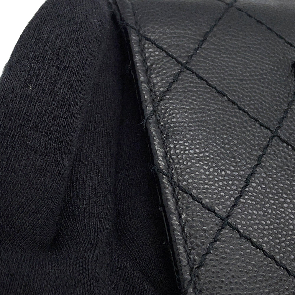 シャネル チェーンショルダーバッグ マトラッセ ココマーク シングルフラップ キャビアスキン CHANEL 黒
