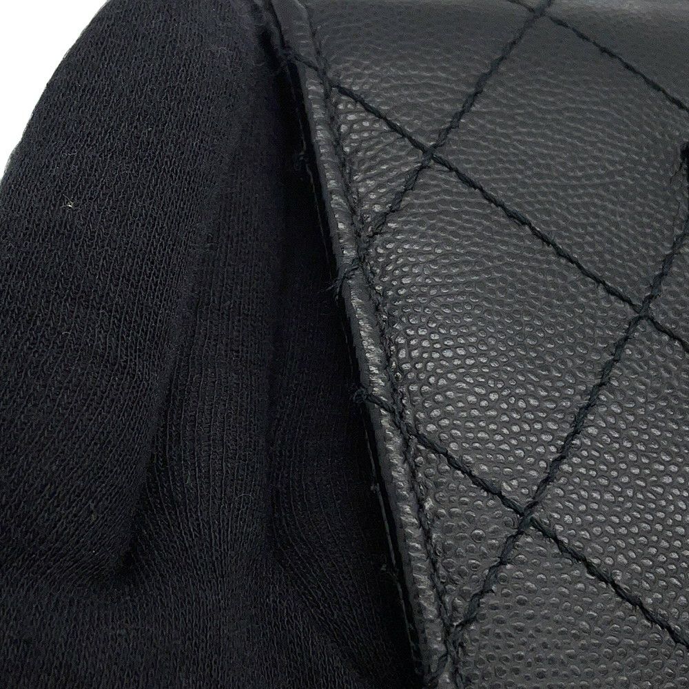 シャネル チェーンショルダーバッグ マトラッセ ココマーク シングルフラップ キャビアスキン CHANEL 黒