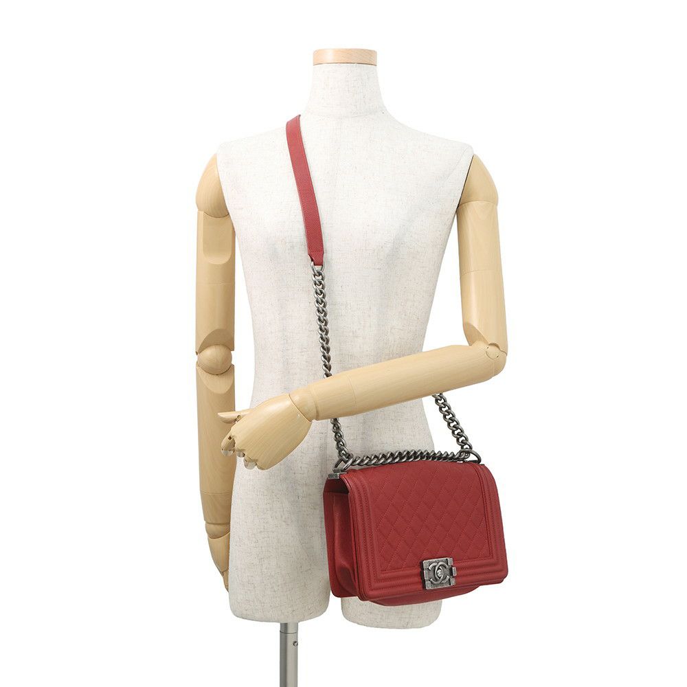 シャネル チェーンショルダーバッグ ココマーク マトラッセ ボーイシャネル ソフトキャビアスキン A67086 CHANEL