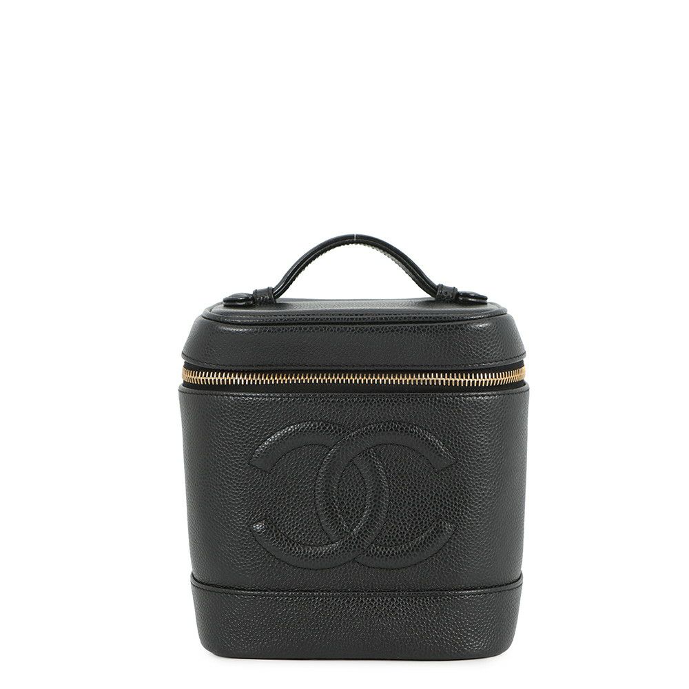 シャネル バニティバッグ ココマーク 縦型 キャビアスキン A01998 CHANEL 化粧ポーチ コスメポーチ 黒