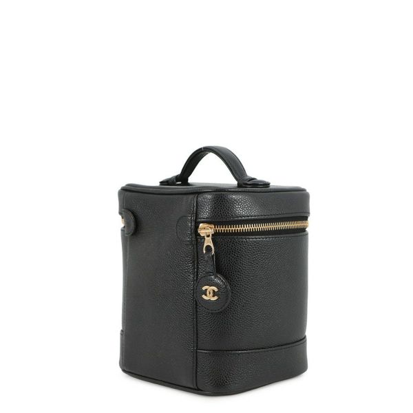 シャネル バニティバッグ ココマーク 縦型 キャビアスキン A01998 CHANEL 化粧ポーチ コスメポーチ 黒