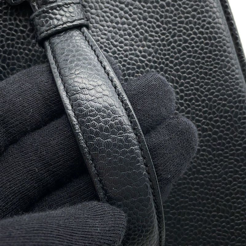 シャネル バニティバッグ ココマーク 縦型 キャビアスキン A01998 CHANEL 化粧ポーチ コスメポーチ 黒