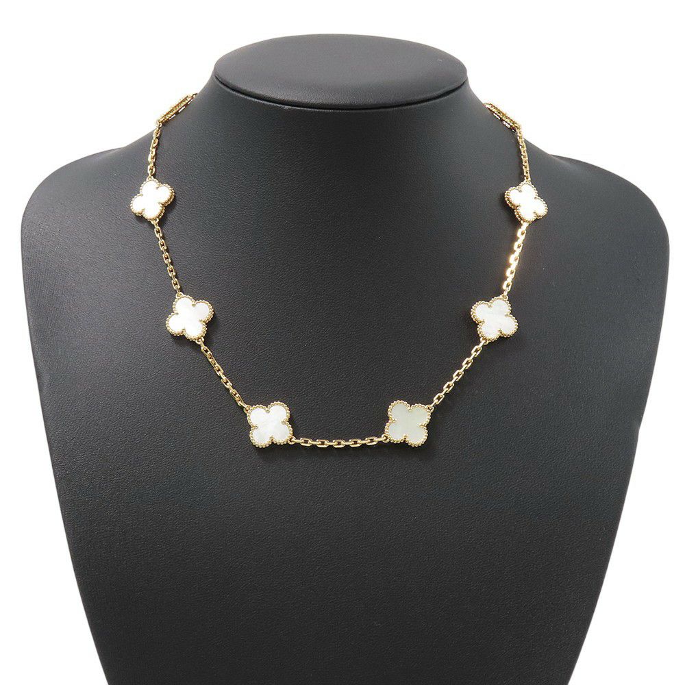 ヴァンクリーフ&アーペル ネックレス ヴィンテージ アルハンブラ ネックレス 10モチーフ マザーオブパール K18YG VCARA42800