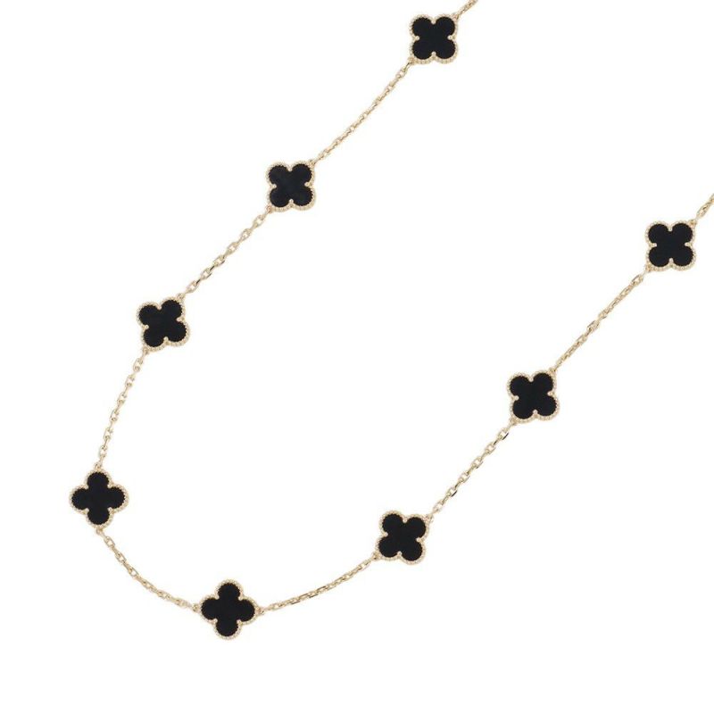 ヴァンクリーフ&アーペル ネックレス ヴィンテージ アルハンブラ ネックレス 10モチーフ オニキス K18YGイエローゴールド VCARA42700