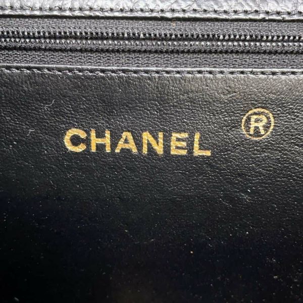 シャネル チェーンショルダーバッグ ココマーク オーストリッチ ヴィンテージ CHANEL 黒