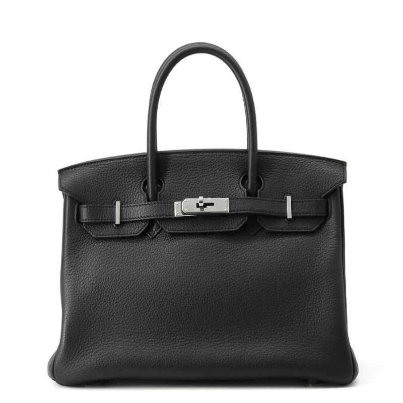 エルメス バーキン30 ブラック/シルバー金具 トリヨンクレマンス □L刻印 HERMES Birkin ハンドバッグ 黒