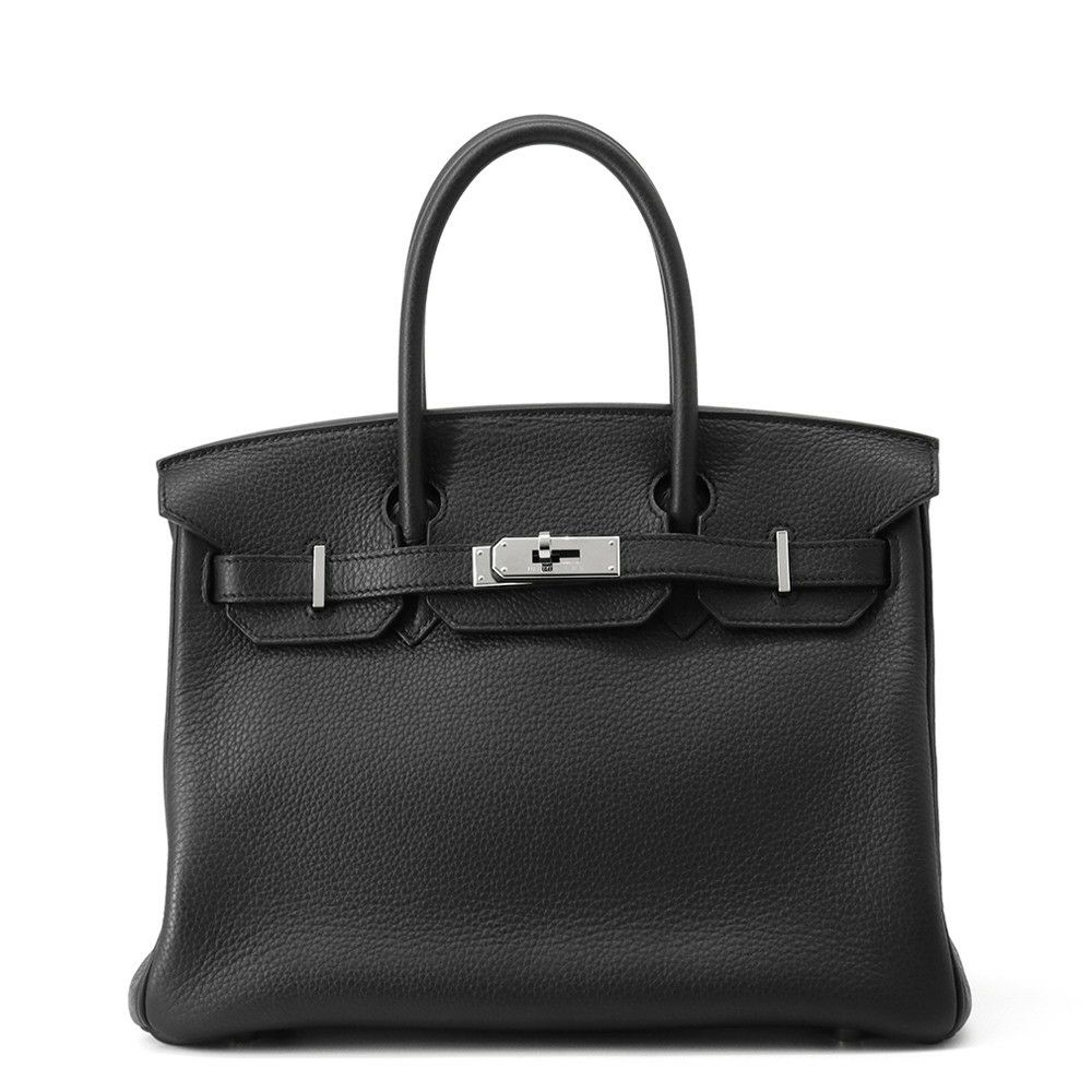 エルメス バーキン30 ブラック/シルバー金具 トリヨンクレマンス □L刻印 HERMES Birkin ハンドバッグ 黒