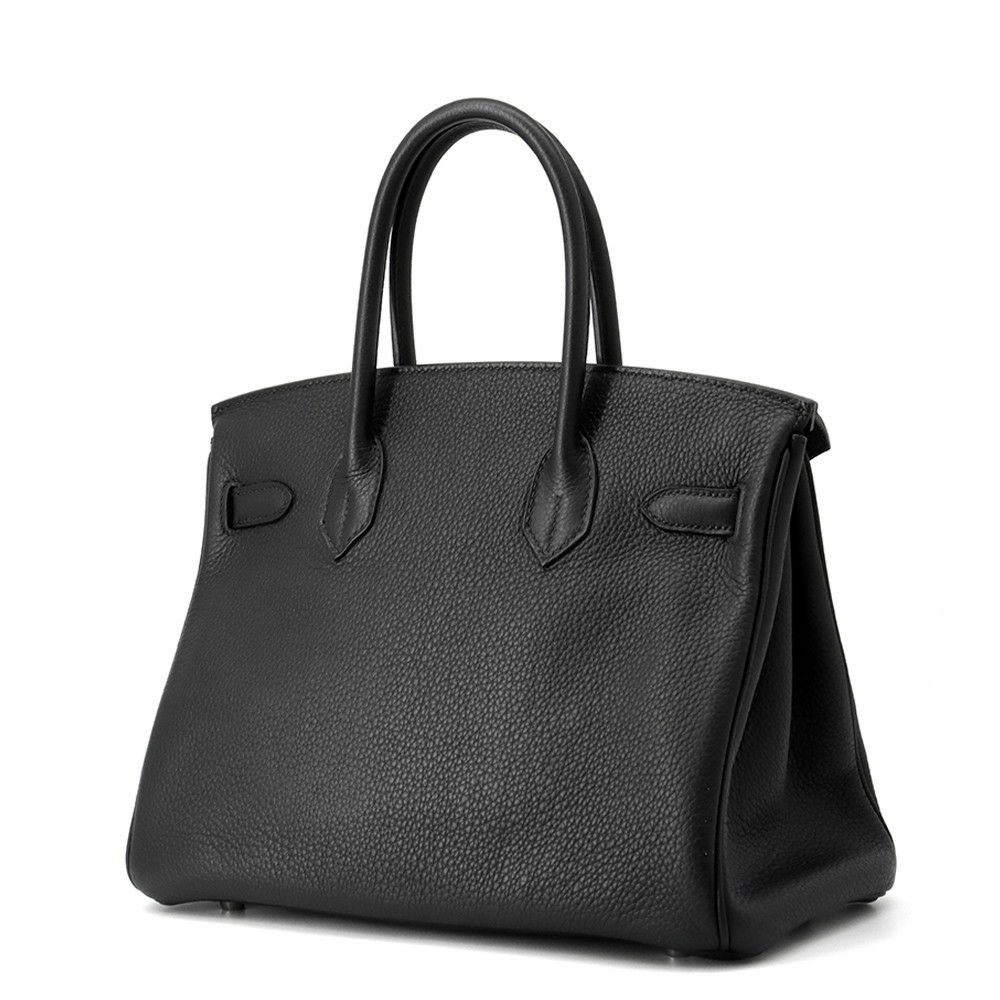 エルメス バーキン30 ブラック/シルバー金具 トリヨンクレマンス □L刻印 HERMES Birkin ハンドバッグ 黒