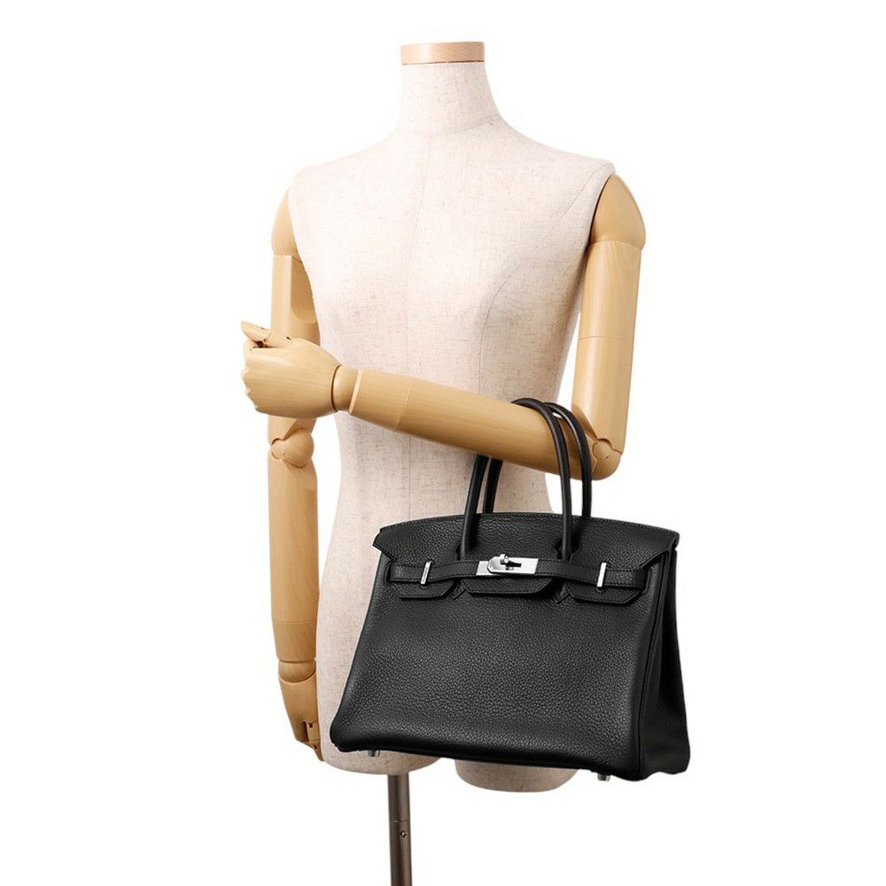 エルメス バーキン30 ブラック/シルバー金具 トリヨンクレマンス □L刻印 HERMES Birkin ハンドバッグ 黒