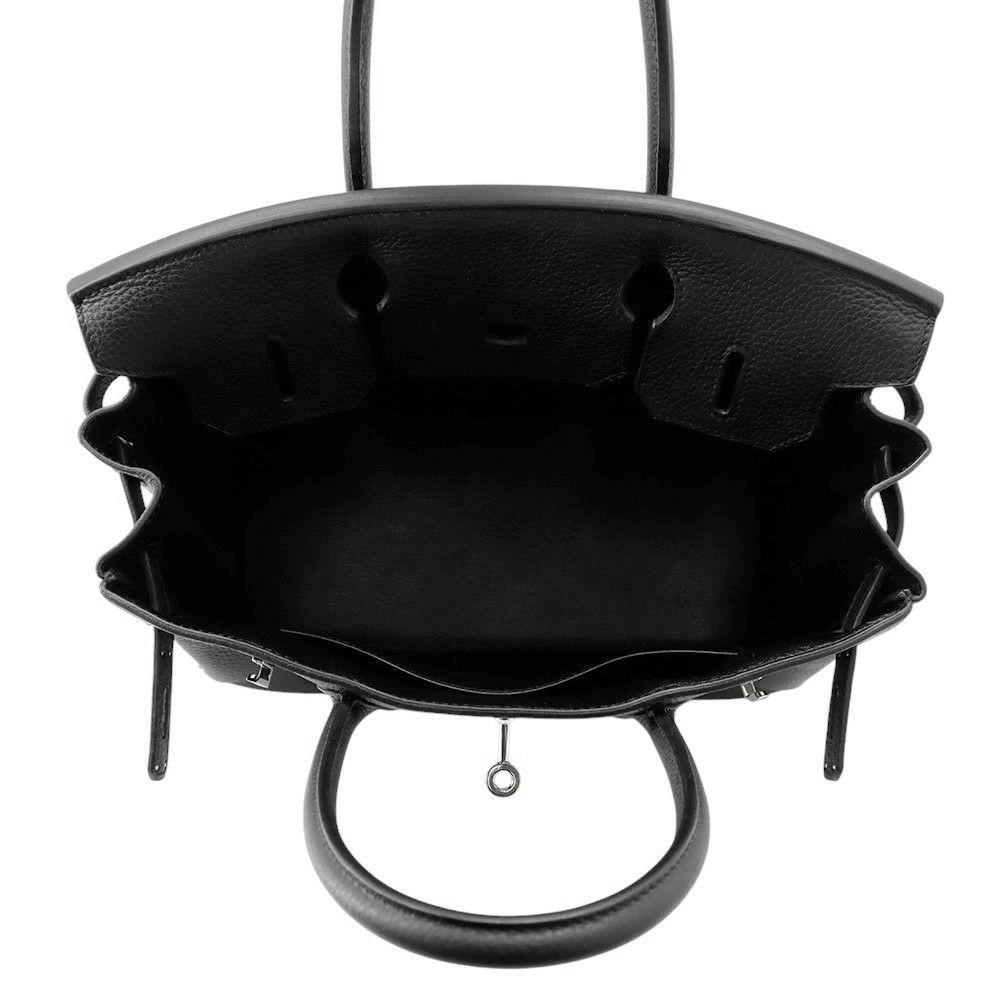 エルメス バーキン30 ブラック/シルバー金具 トリヨンクレマンス □L刻印 HERMES Birkin ハンドバッグ 黒