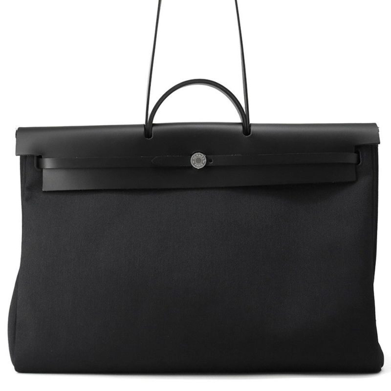 エルメス ショルダーバッグ エールバッグジップGM ブラック/シルバー金具 トワルミリタリー/ヴァッシュハンター W刻印 黒