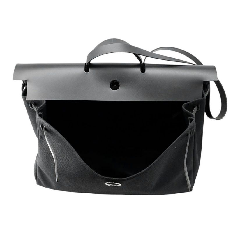 エルメス ショルダーバッグ エールバッグジップGM ブラック/シルバー金具 トワルミリタリー/ヴァッシュハンター W刻印 黒