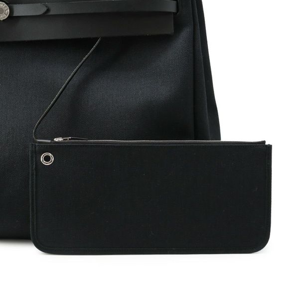 エルメス ショルダーバッグ エールバッグジップGM ブラック/シルバー金具 トワルミリタリー/ヴァッシュハンター W刻印 黒