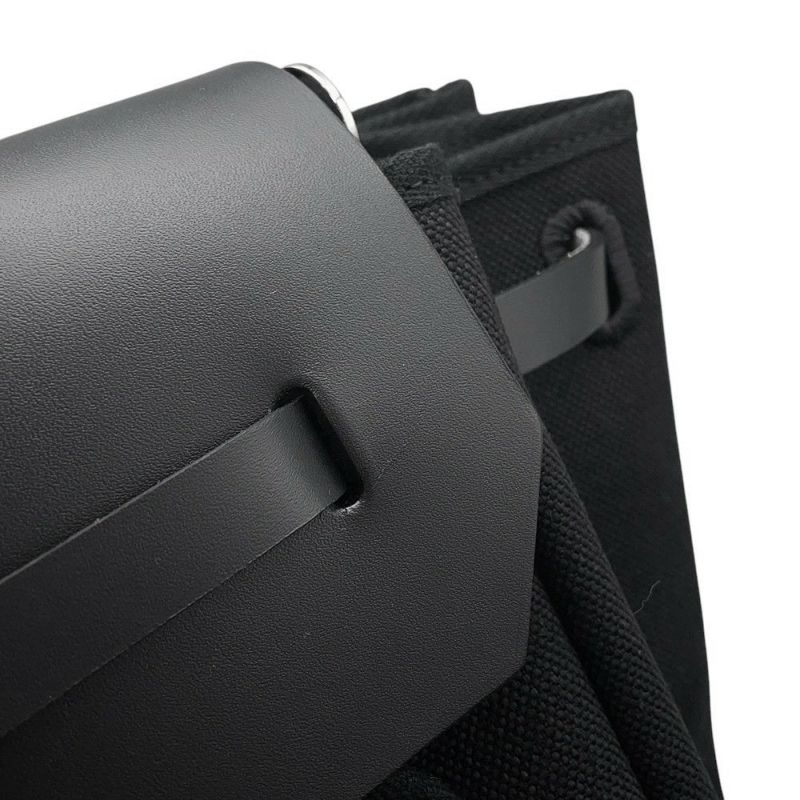 エルメス ショルダーバッグ エールバッグジップGM ブラック/シルバー金具 トワルミリタリー/ヴァッシュハンター W刻印 黒