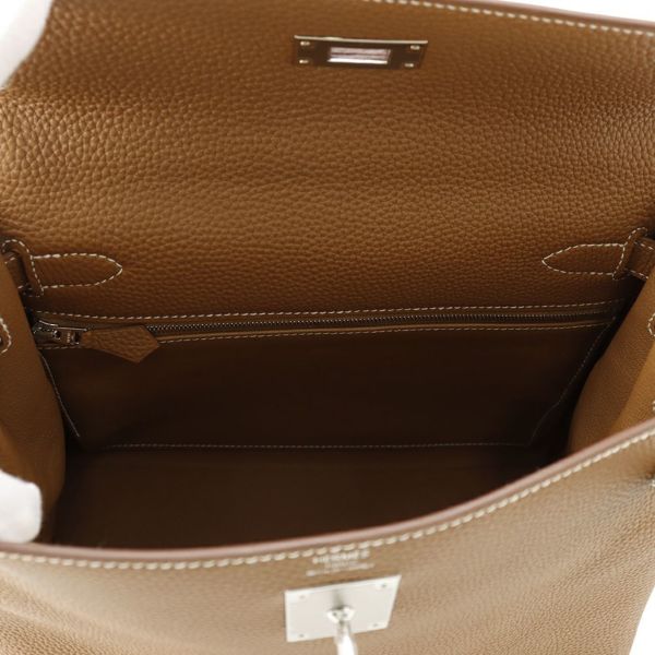 エルメス ハンドバッグ ケリー28 内縫い ゴールド/シルバー金具 トゴ K刻印 2wayショルダー