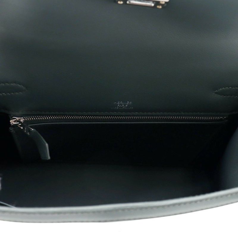 エルメス ハンドバッグ ケリー25 外縫い ヴェールマングローブ/エクリュ/シルバー金具 スイフト/トワルアッシュ K刻印 2wayショルダー