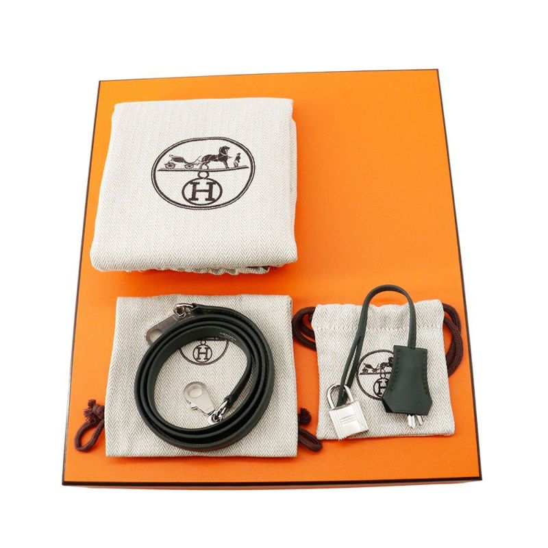 エルメス ハンドバッグ ケリー25 外縫い ヴェールマングローブ/エクリュ/シルバー金具 スイフト/トワルアッシュ K刻印 2wayショルダー