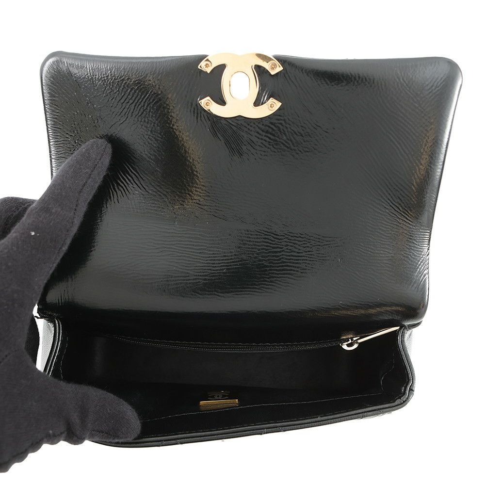 シャネル ハンドバッグ ココマーク マトラッセ ミニ トップハンドル シャイニーカーフレザー AS4543 2way 黒