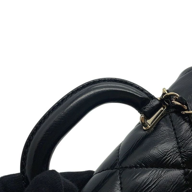 シャネル ハンドバッグ ココマーク マトラッセ ミニ トップハンドル シャイニーカーフレザー AS4543 2way 黒