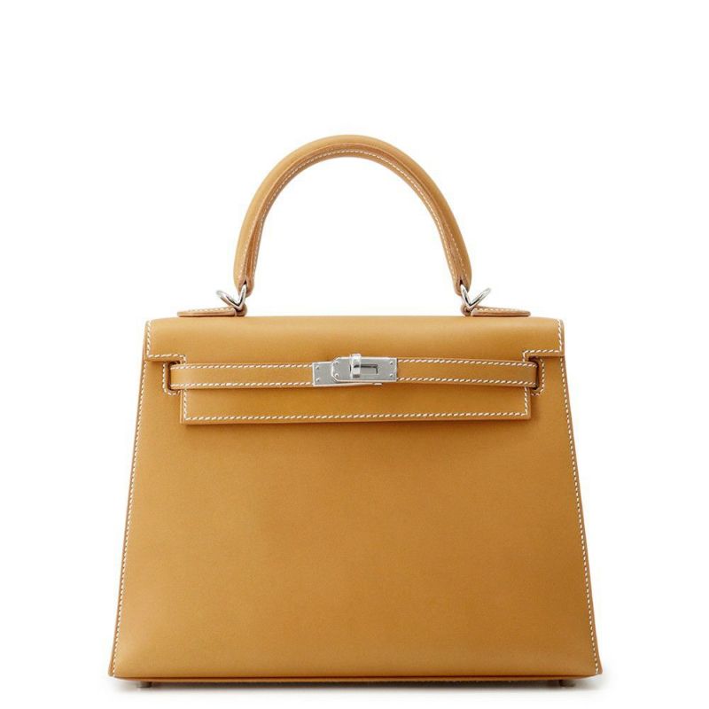 エルメス ハンドバッグ ケリー25 外縫い ナチュラルサブレ/シルバー金具 ヴォーバトラー W刻印 2wayショルダー バトラー