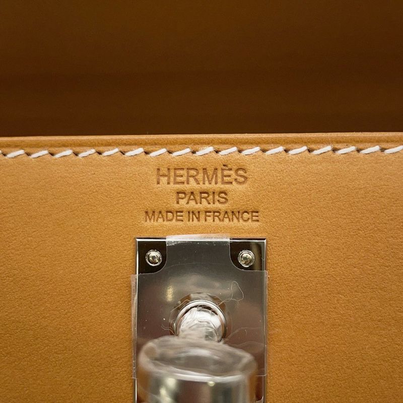 エルメス ハンドバッグ ケリー25 外縫い ナチュラルサブレ/シルバー金具 ヴォーバトラー W刻印 2wayショルダー バトラー