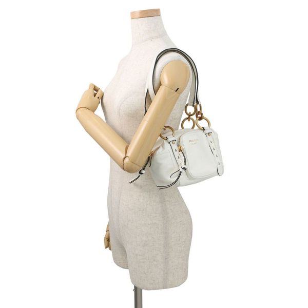 プラダ ハンドバッグ ダングル ミニバッグ レザー 1BB137 PRADA 白