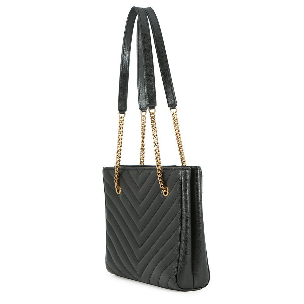 イヴサンローラン チェーントートバッグ トライベッカ Vステッチ レザー 568865 SAINT LAURENT PARIS 黒