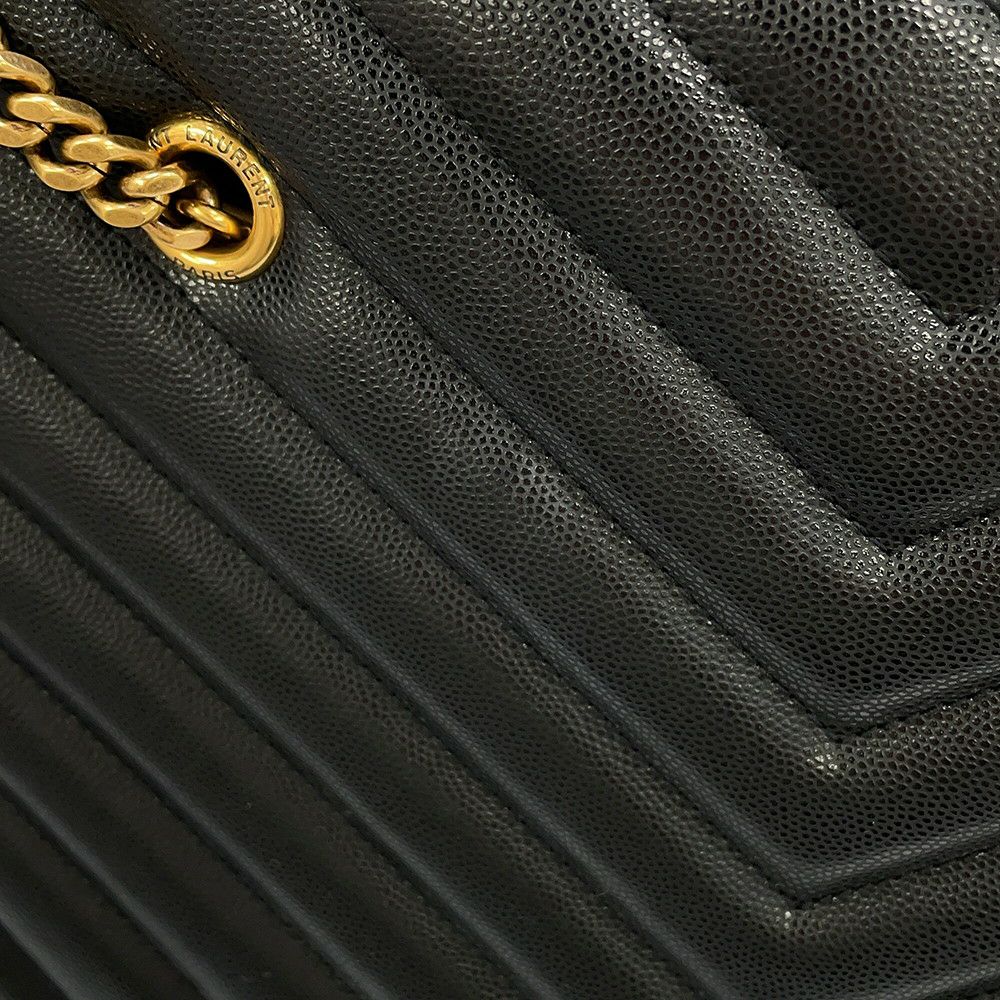 イヴサンローラン チェーントートバッグ トライベッカ Vステッチ レザー 568865 SAINT LAURENT PARIS 黒