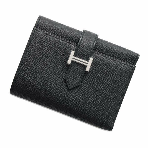 エルメス 三つ折り財布 ベアン コンビネ ブラック/シルバー金具 エプソン W刻印 HERMES 財布 黒