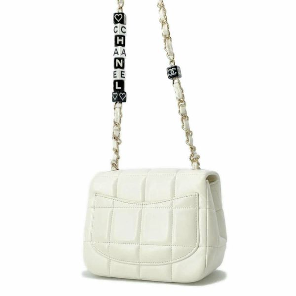 シャネル チェーンショルダーバッグ ココマーク チョコバー ミニ フラップ ラムスキン AS3744 CHANEL 白 2023クルーズ