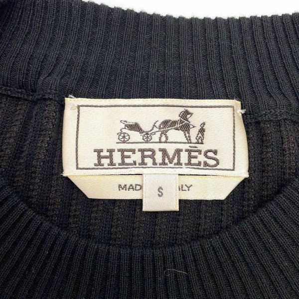エルメス ニット 半袖 セーター コットン メンズサイズS HERMES 黒
