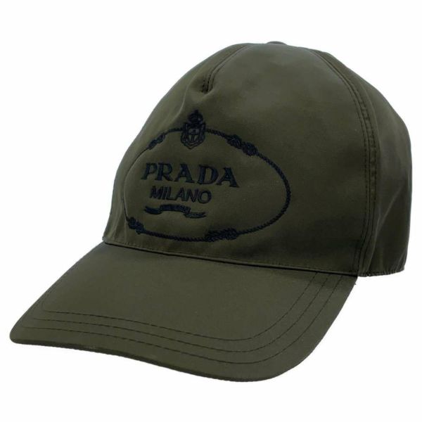 美品 PRADA プラダ ベースボールキャップ ナイロンキャップ ロゴ刺繍 帽子ポリアミド綿