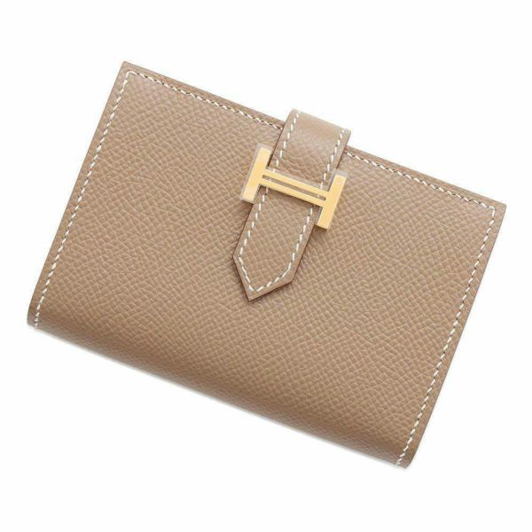 エルメス カードケース ベアン ミニ エトゥープ/ゴールド金具 エプソン Y刻印 HERMES 名刺入れ