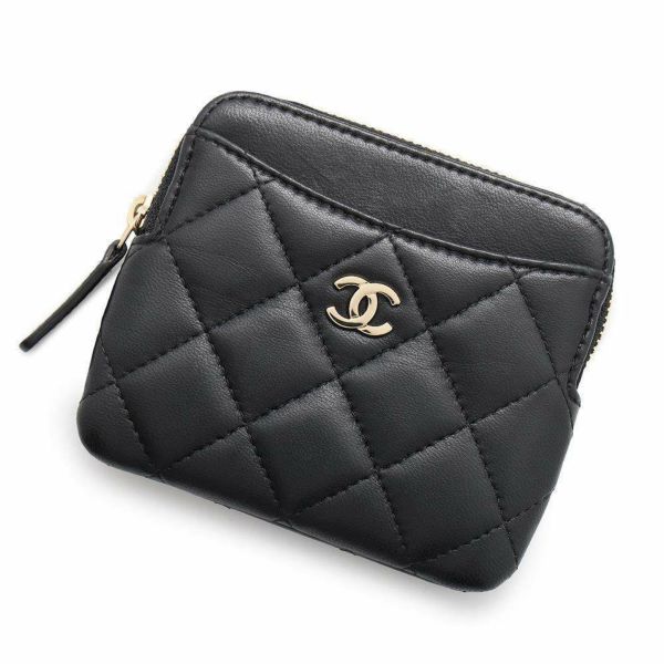 シャネル コインケース マトラッセ ココマーク コーラルレッド ラムスキン AP2061 CHANEL 財布 小銭入れ 黒