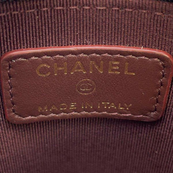 シャネル コインケース マトラッセ ココマーク コーラルレッド ラムスキン AP2061 CHANEL 財布 小銭入れ 黒