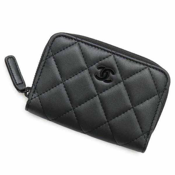 シャネル コインケース マトラッセ ココマーク ラムスキン AP0216 CHANEL 財布 黒