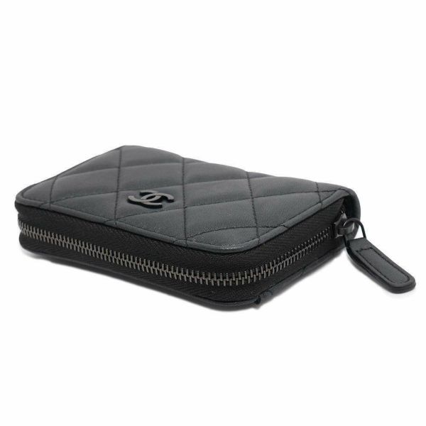 シャネル コインケース マトラッセ ココマーク ラムスキン AP0216 CHANEL 財布 黒