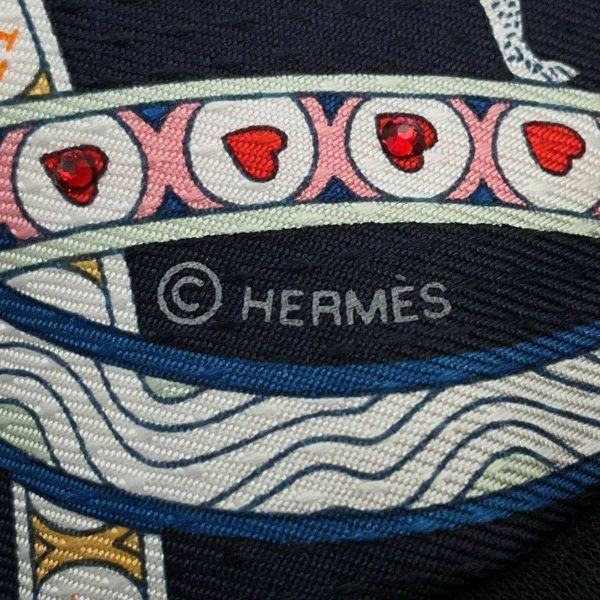 エルメス スカーフ ツイリー ビジュー ピケ ハートのクイーン Dame de Coeur HERMES シルクツイル 2022年秋冬 黒