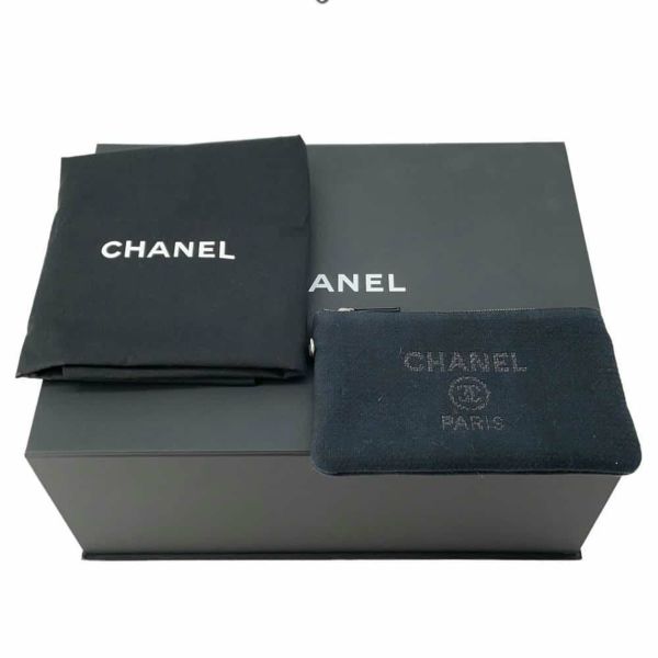 シャネル チェーントートバッグ ドーヴィルMM ショッピングバッグ キャンバス レザー CHANEL ハンド ショルダー 黒